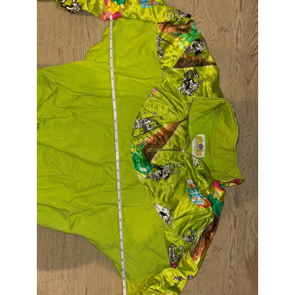Benger Sportswear Vintage Neon Green Ice Time Graphic Quarter Zip Jacket Size 40 - Picture 3 of 5
